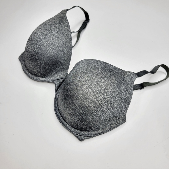 Victoria's Secret 32DD Uplift Semi Demi Bra Heather Black Underwire‎ Padded - Picture 1 of 3